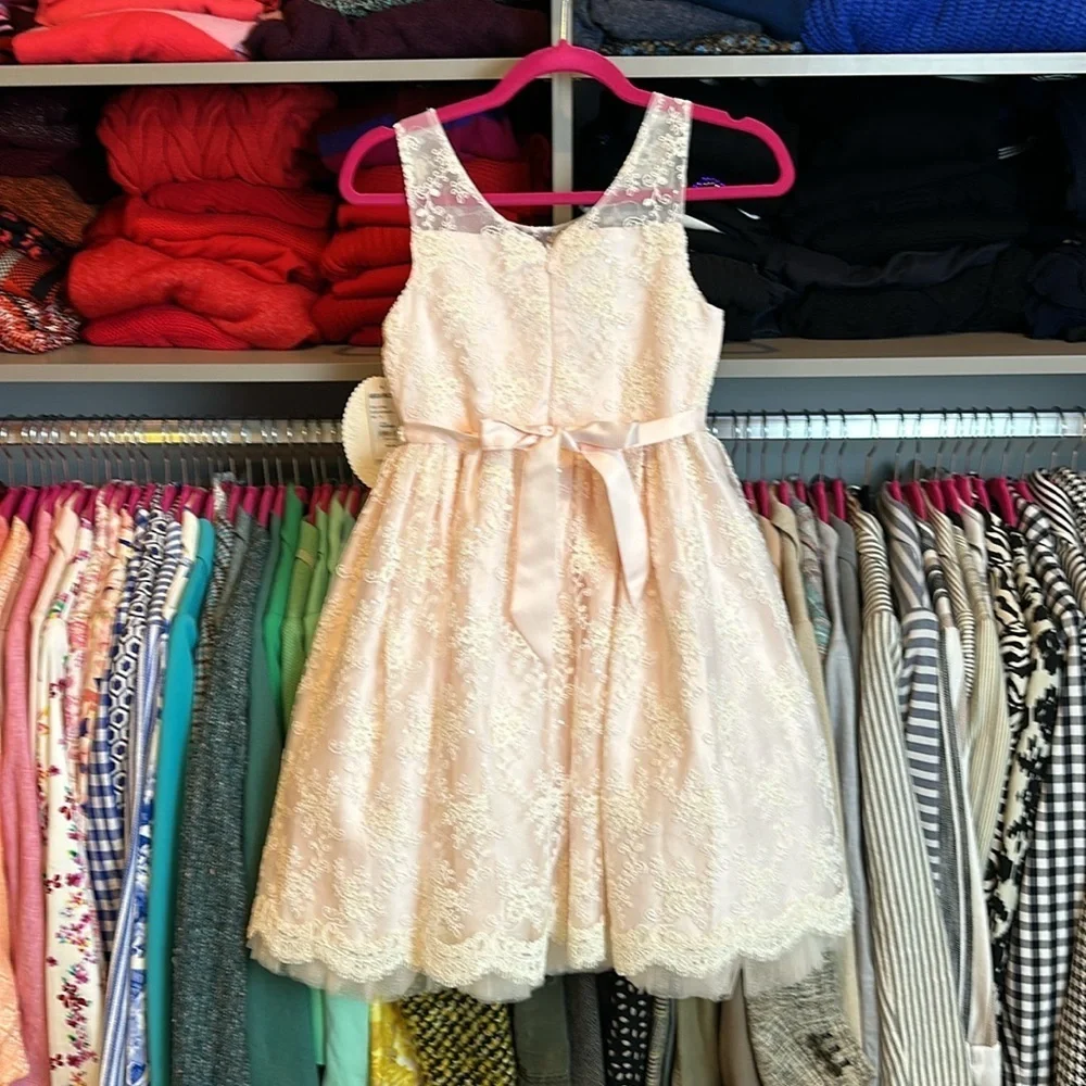 American Princess pink sleeveless with sequins and embroidery dress size 12 NWT